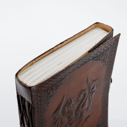 Handmade Leather Double Dragon Journal | Writing Notebook Diary | Bound Daily Notepad for Men & Women Unlined Paper Medium, Writing Pad for Artist, Sketch