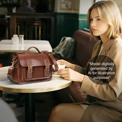 Genuine Leather Crossbody Satchels, Handmade, Full Grain Vegetable Tanned Leather Handbag with YKK Zipper