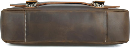 Polare Vintage Full Grain Leather Tote Briefcase 16" Laptop Messenger Bag